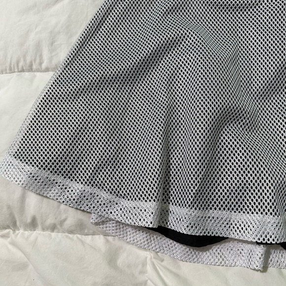 Eric + Lani Mesh Mini Skater Skirt Medium White Black Zip Up Rave Festival Punk - Picture 2 of 7